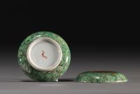 China - Set of three porcelain ink boxes with various decorations.