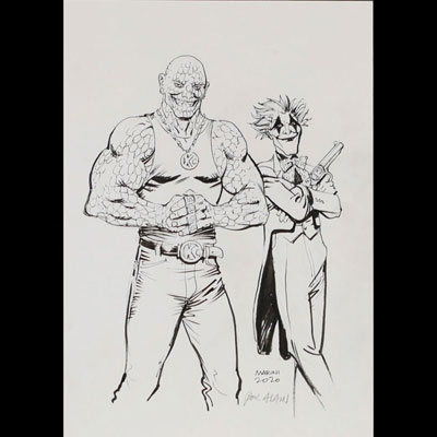 Enrico MARINI (1969- ) ‘Le Joker’ Pencil and India ink illustration signed Marini 2020 and dedicated.