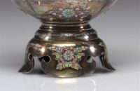 Exceptionnel vase Japonais en ivoire avec une monture en argent et émail d'époque Meiji (明治時代 -1868 - 1912)