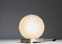 GENET & MICHON France - Imposing Art Deco hammered glass nightlight, nickel-plated metal base, unsigned.