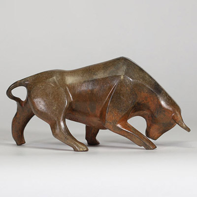 Pierre CHENET (né en 1922) – Taureau, sculpture en bronze