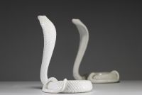 Tommaso BARBI (XX) - Pair of cobras in glazed ceramic, circa 1970.