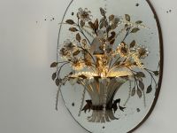 Maison Bagues - Rare pair of large sconces forming baskets of flowers in metal and glass topped with moulded glass parrots.