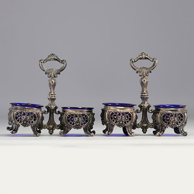 Paire de salières de table en argent massif, poinçon 813 pour la Finlande, XIXe siècle..