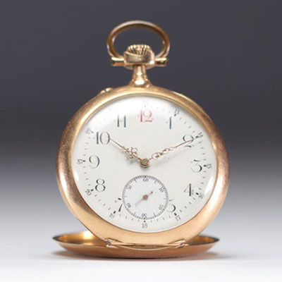 Montre à gousset en or 18K, Chronomètre Fensen à ancre, poids total de109gr.