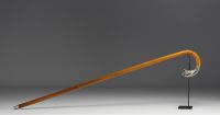 Art Deco silver cane with panther head motif, glass eyes, hallmark 800, Switzerland.