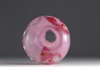 Cristallerie de Vallérysthal - Rare little ball vase in acid-etched multi-layered glass decorated with thistles, signed under the base.