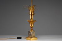 Maison Charles, attr. à - Pair of gilt bronze ‘Vase roseaux’ table lamps, circa 1970.
