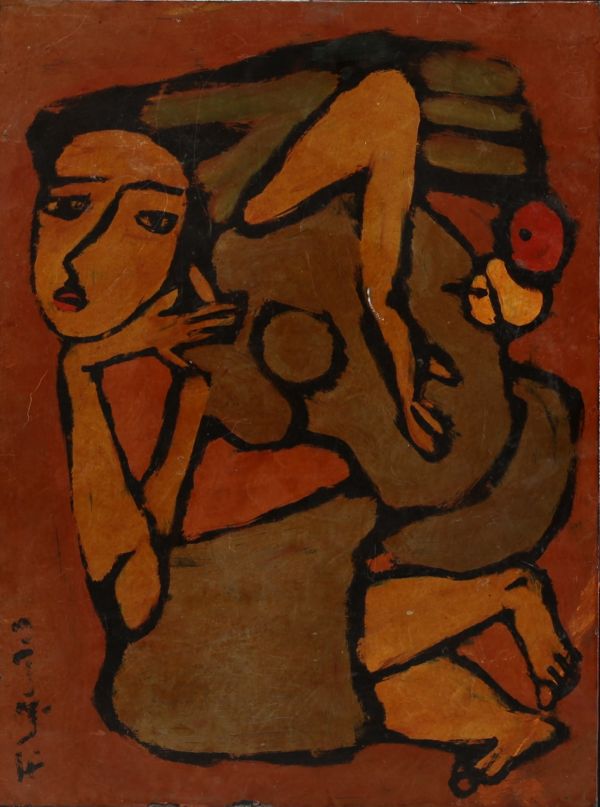Luc PHAM (1943- ) Composition in Vietnamese lacquer, 1973.
