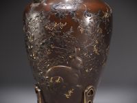 Japan - A Meiji period ormolu tripod vase with rabbit and foliage decoration, 19th century.