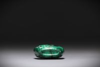 Chine - Tabatière en malachite  à décor de poissons et canards