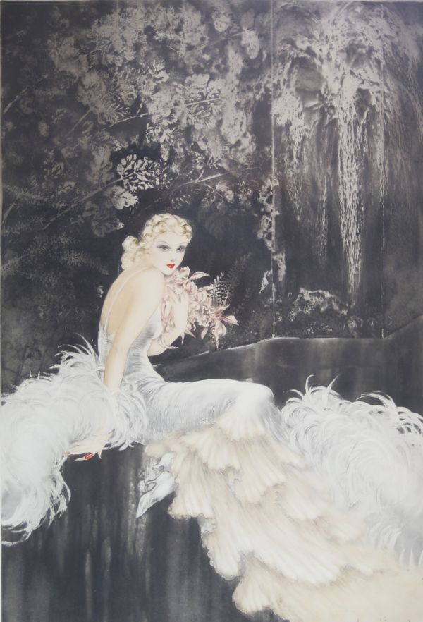Louis ICART (1888-1950) ‘La dame à l'orchidée’ Lithograph, signed in pencil lower right.